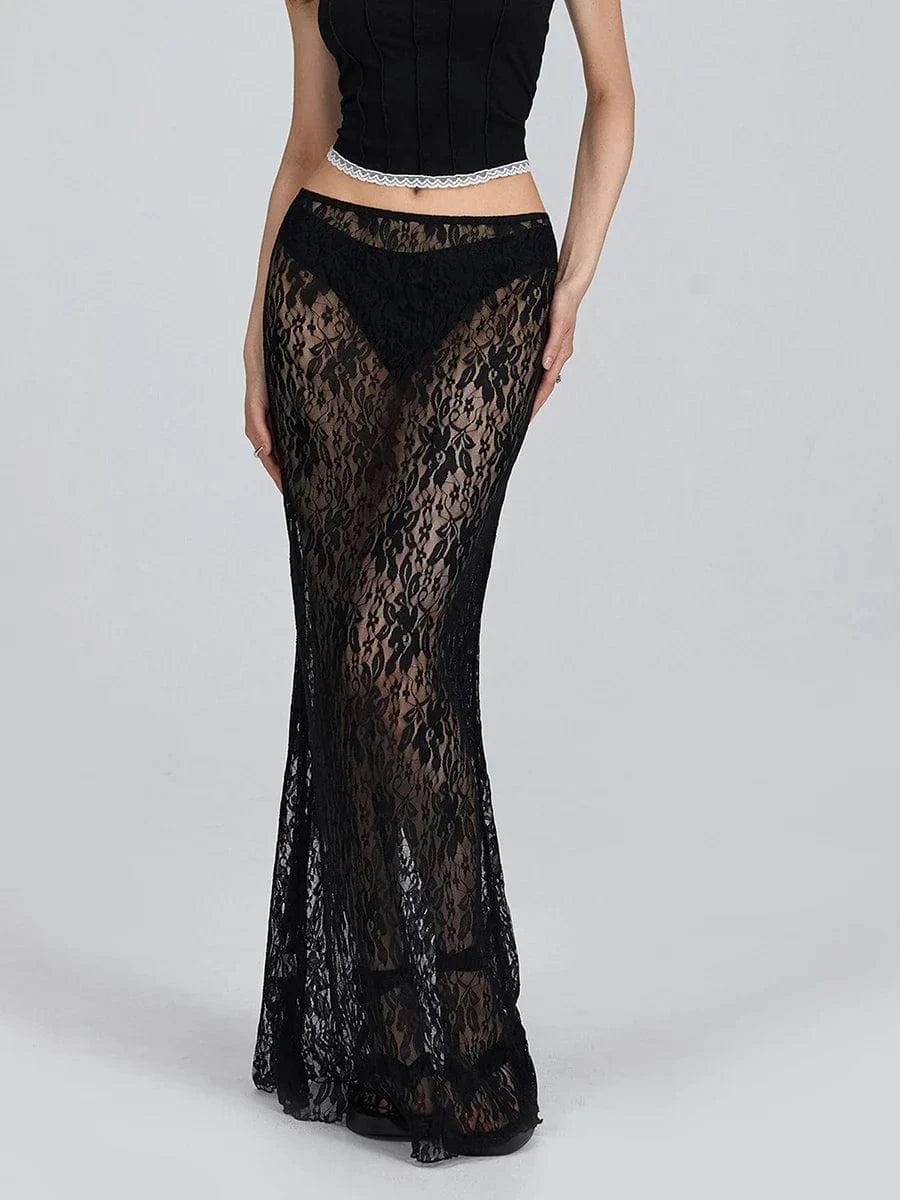 Lace See Through Skirt