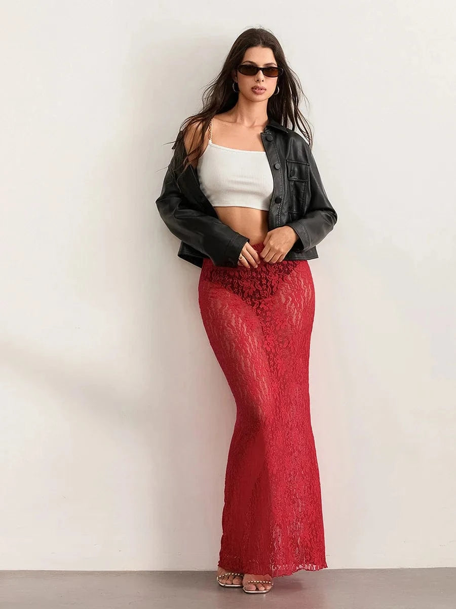 Lace See Through Skirt