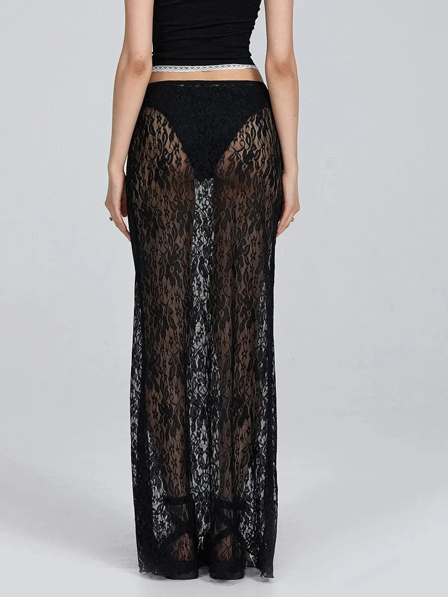 Lace See Through Skirt