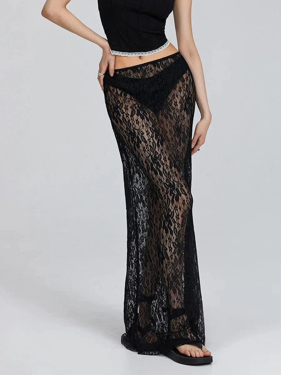 Lace See Through Skirt