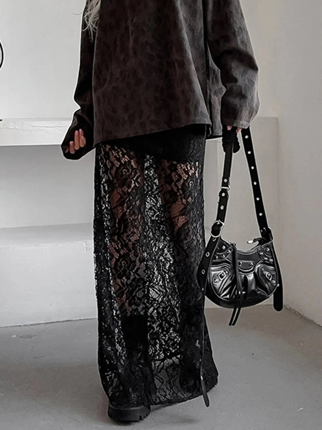 Long Lace Black Skirt