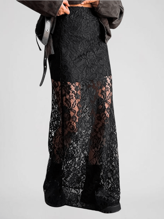 Long Lace Black Skirt