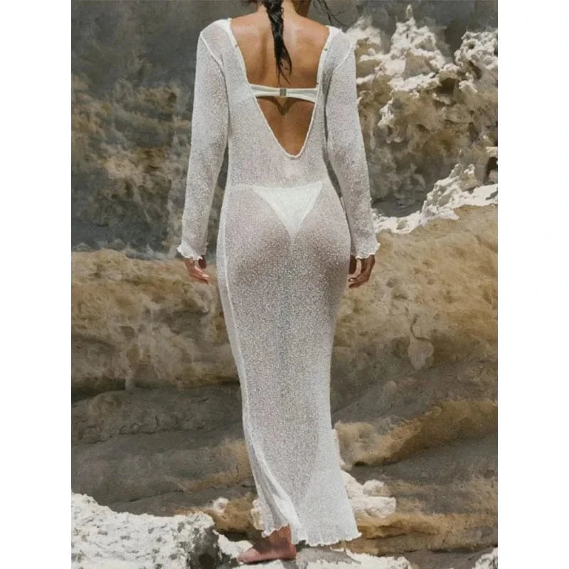 Long Mesh Cover Up Dress