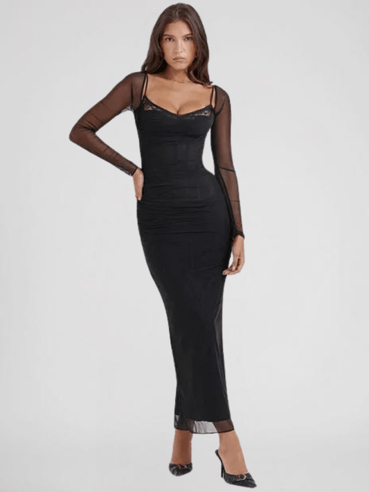 Long Sleeve Sheer Mesh Dress